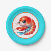 Niedliches Shrimp-Party Pappteller (Vorderseite)
