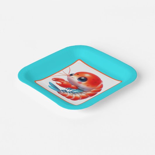 Niedliches Shrimp-Party Pappteller (Gewinkelt)