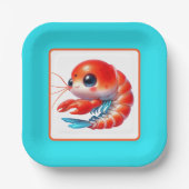 Niedliches Shrimp-Party Pappteller (Vorderseite)