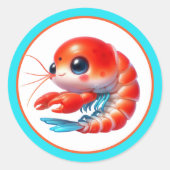 Niedliches Shrimp-Party Runder Aufkleber (Vorderseite)