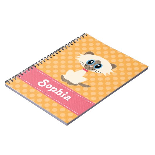 Niedliches Siamese Cat Spiral Notebook Journal Notizblock (Linke Seite)
