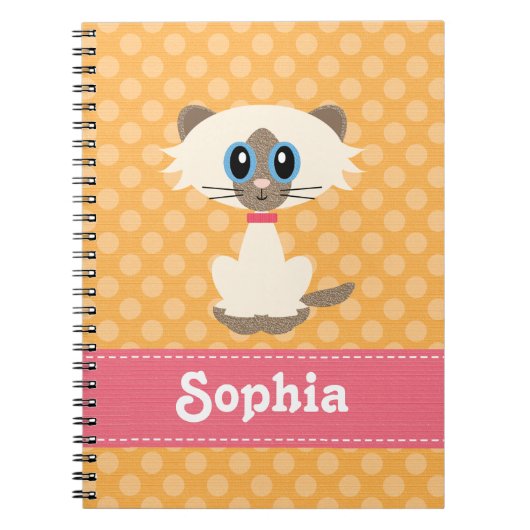 Niedliches Siamese Cat Spiral Notebook Journal Notizblock (Vorderseite)