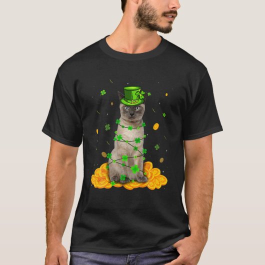 Niedliches siamesisches Cat St Patricks Day Irish  T-Shirt (Vorderseite)