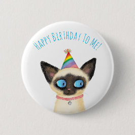 Niedliches siamesisches Kätzchen zum Geburtstag fü Button