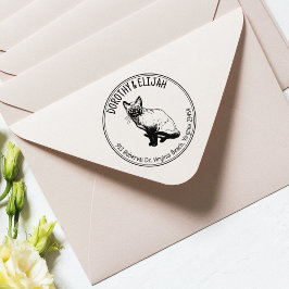 Niedliches Siamkatzen Rücksendeadresse Couple, Cir Gummistempel