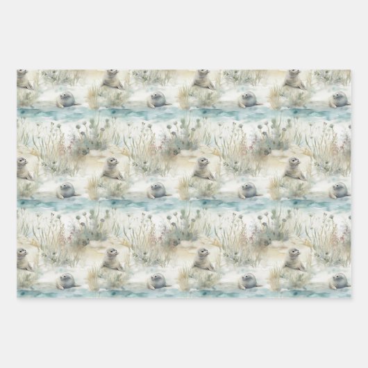 niedliches Siegel am Strand Party Geschenkpapier Set (Vorderseite 2)