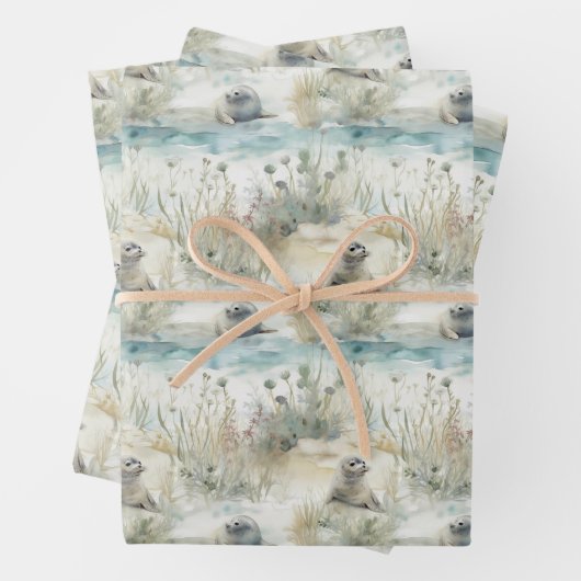 niedliches Siegel am Strand Party Geschenkpapier Set (Beispiel)