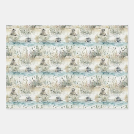 niedliches Siegel am Strand Party Geschenkpapier Set (Vorderseite)