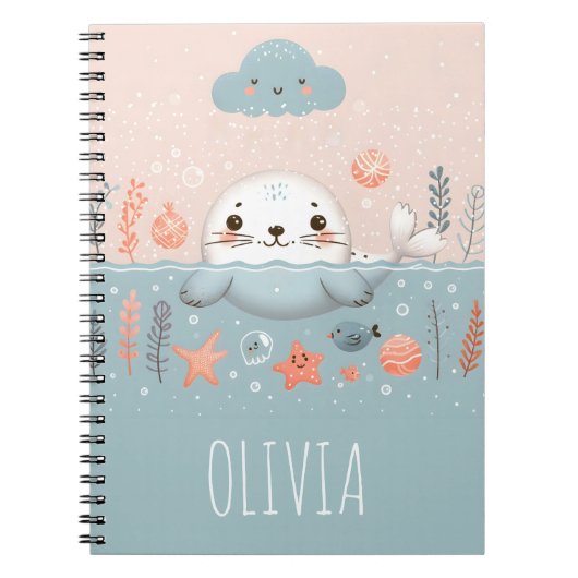 Niedliches Siegel auf See Notizblock (Vorderseite)