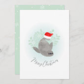 Niedliches Siegel Feiertagskarte (Vorne/Hinten)