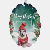 Niedliches Siegel Löwe Weihnachtsfeier Ornament Karte (Links)