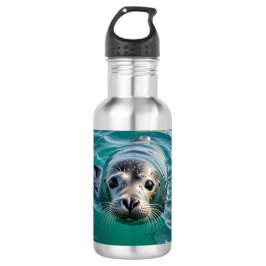 Niedliches Siegel mit Kopf aus dem Wasser Edelstahlflasche