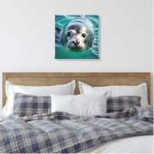 Niedliches Siegel mit Kopf aus dem Wasser Leinwanddruck (Insitu (Schlafzimmer))