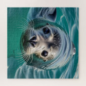 Niedliches Siegel mit Kopf aus dem Wasser Puzzle (Horizontal)