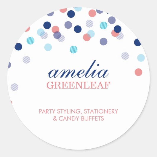 NIEDLICHES SIEGEL Moderne Konfetti Punktmuster Kor Runder Aufkleber (Vorderseite)