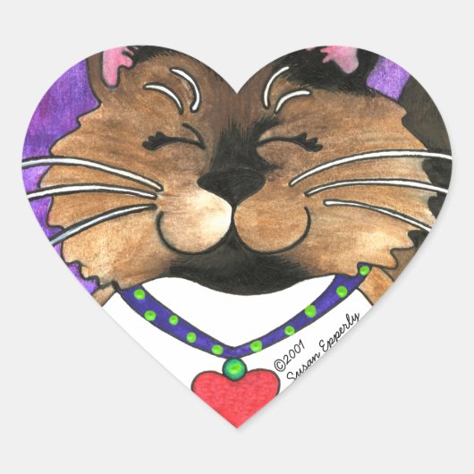 Niedliches Siegel Point Siamese Fluffy Ragdoll Kit Herz-Aufkleber (Vorderseite)