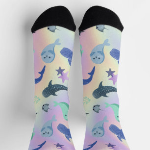 Niedliches Siegel Raywal im Gefälle Regenbogen Socken