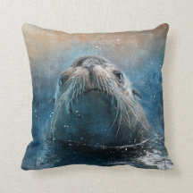 Niedliches Siegel Sea Lion Fotografie Wasserfarbe