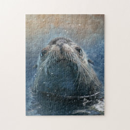 Niedliches Siegel Sea Lion Fotografie Wasserfarbe Puzzle