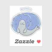 Niedliches Siegel und Cartoon Aufkleber (Blatt)