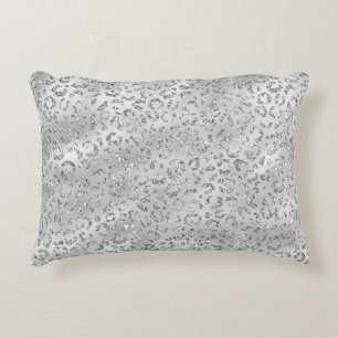 Niedliches Silbergeflecht Leopard-Skin Druckmuster Dekokissen