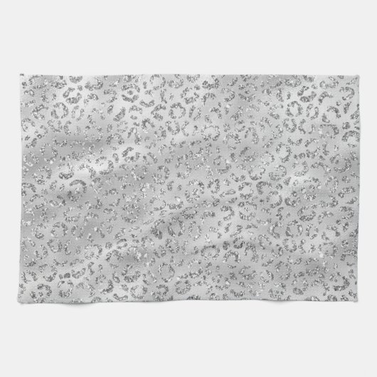 Niedliches Silbergeflecht Leopard-Skin Druckmuster Geschirrtuch (Horizontal)