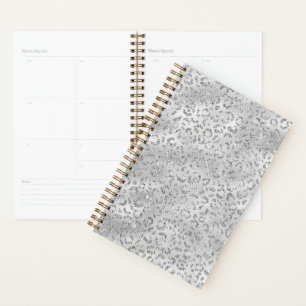 Niedliches Silbergeflecht Leopard-Skin-Druckmuster Planer
