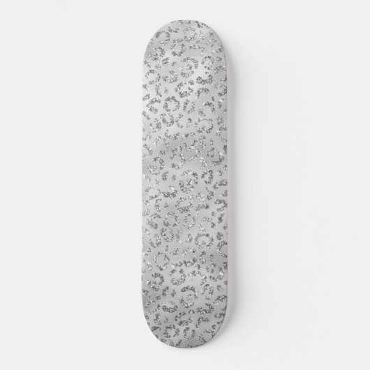 Niedliches Silbergeflecht Leopard-Skin Druckmuster Skateboard (Vorderseite)