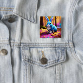 Niedliches Sitzen Blaues Sonnenportrait Button (Beispiel)