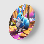 Niedliches Sitzen Blaues Sonnenportrait Runde Wanduhr (Winkel)