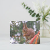 Niedliches Sitzen Eichhörnchen Happy Birthday Post Postkarte (Stehend Vorderseite)