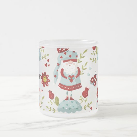 Niedliches skandinavisches Gnome- und Naturmuster Mattglastasse (Mittel)