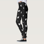 Niedliches skandinavisches Herzmuster Schwarz und  Leggings<br><div class="desc">Schwarz-weißes Niedliches Herz Skandinavische Leggings</div>