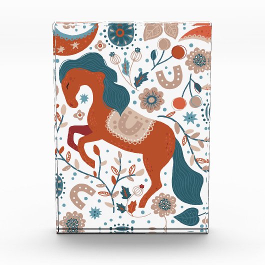 Niedliches skandinavisches Pferd Fotoblock (Vorderseite)