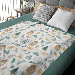 Niedliches skandinavisches Weihnachtsmuster Fleecedecke