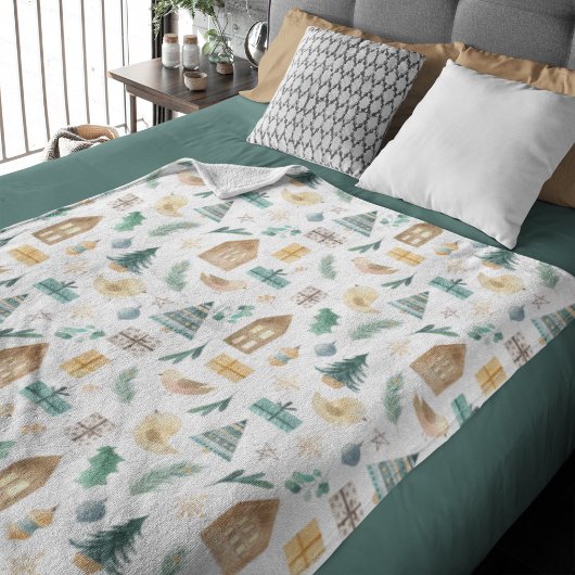 Niedliches skandinavisches Weihnachtsmuster Fleecedecke