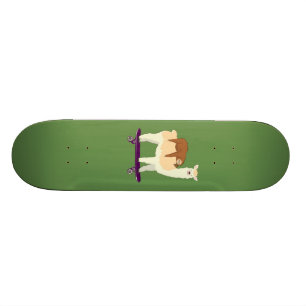 Niedliches Skateboarding Lama mit Skateboard