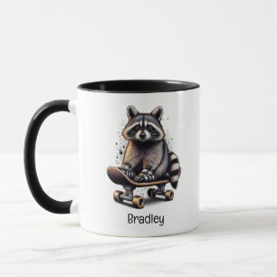 Niedliches Skateboarding Raccoon Spaß Tierart Art Tasse