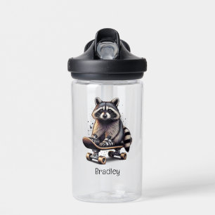 Niedliches Skateboarding Raccoon Spaß Tierart Art Trinkflasche
