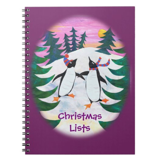 Niedliches Skaten-Penguins-Notebook zum Personalis Notizblock (Vorderseite)