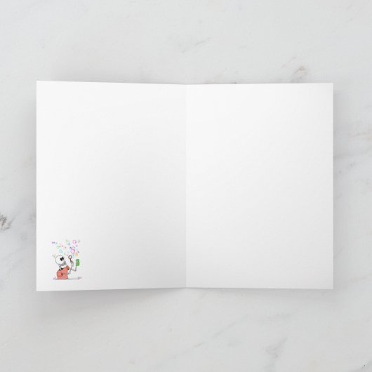 Niedliches Skelett, das Blasen von Blasen in Wind Karte (Innenseite)