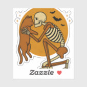 Niedliches Skelett, das Katzen-Gothic-Halloween-De Aufkleber (Blatt)