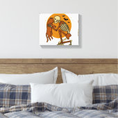 Niedliches Skelett, das Katzen-Gothic-Halloween-De Leinwanddruck (Insitu (Schlafzimmer))