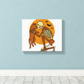 Niedliches Skelett, das Katzen-Gothic-Halloween-De Leinwanddruck (Insitu (Holzboden))