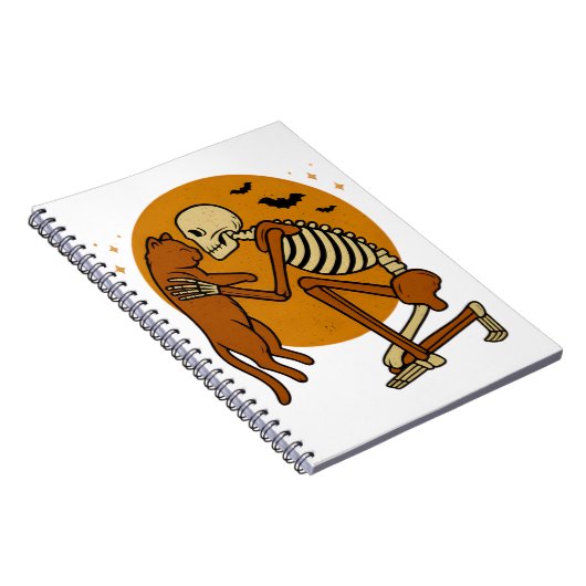 Niedliches Skelett, das Katzen-Gothic-Halloween-De Notizblock (Rechte Seite)