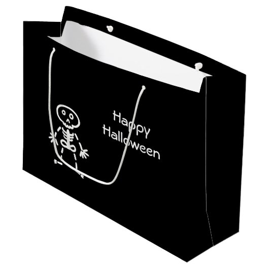 Niedliches Skelett Große Geschenktüte (Vorderseite Schrägansicht)