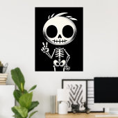 Niedliches Skelett, Halloween Art Poster (Heimbüro)