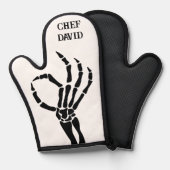 Niedliches Skelett Hand Ok Sign Koch Funny Skull Ofenhandschuh (Vorderseite/Rückseite)