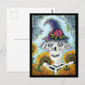 Niedliches Skelett Hexenkarte Halloween Postkarte (Vorne/Hinten)