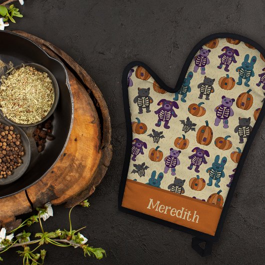 Niedliches Skelettmuster Ofenhandschuh